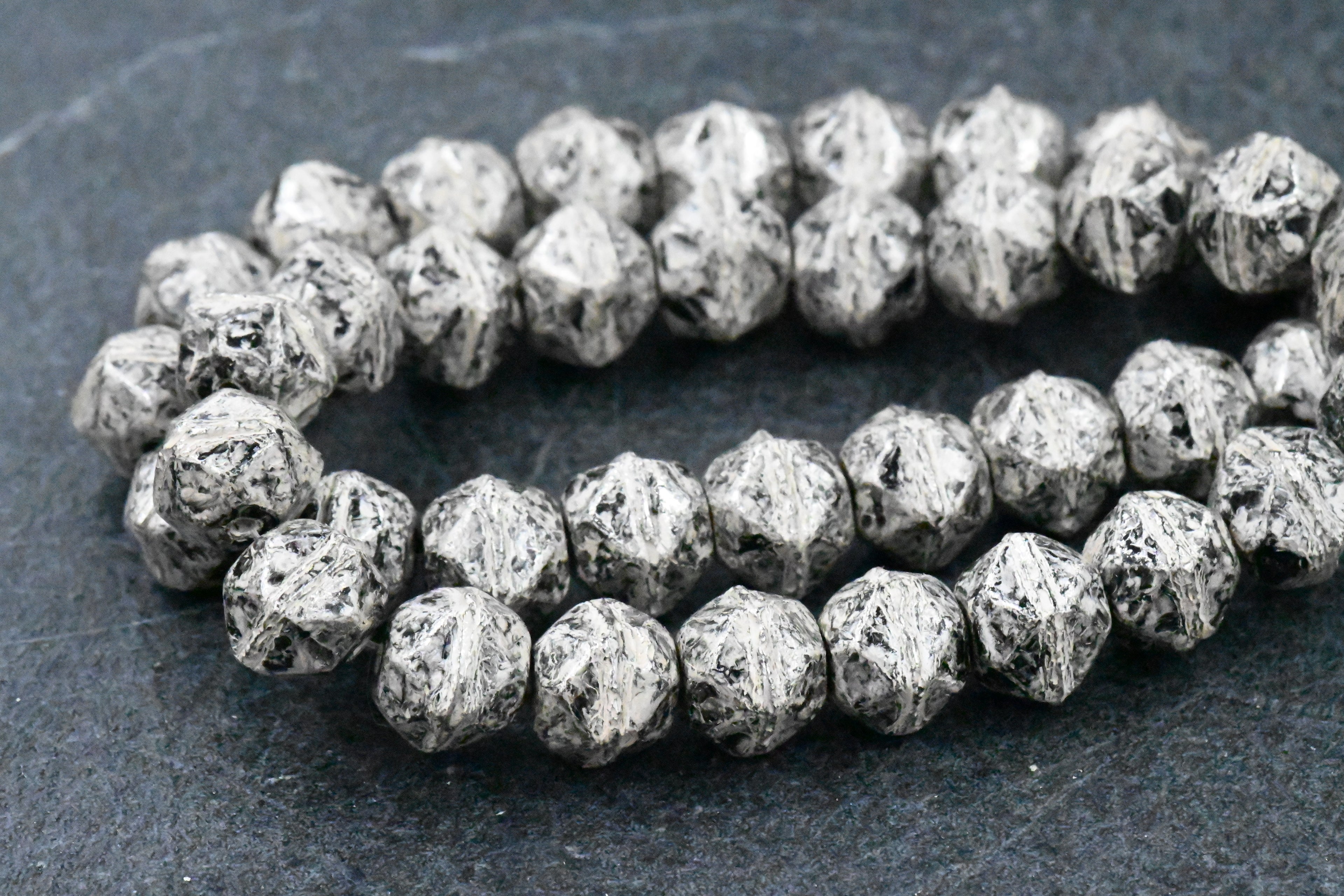 Czech Glass Beads 8mm English Cut Antique Silver 10pc