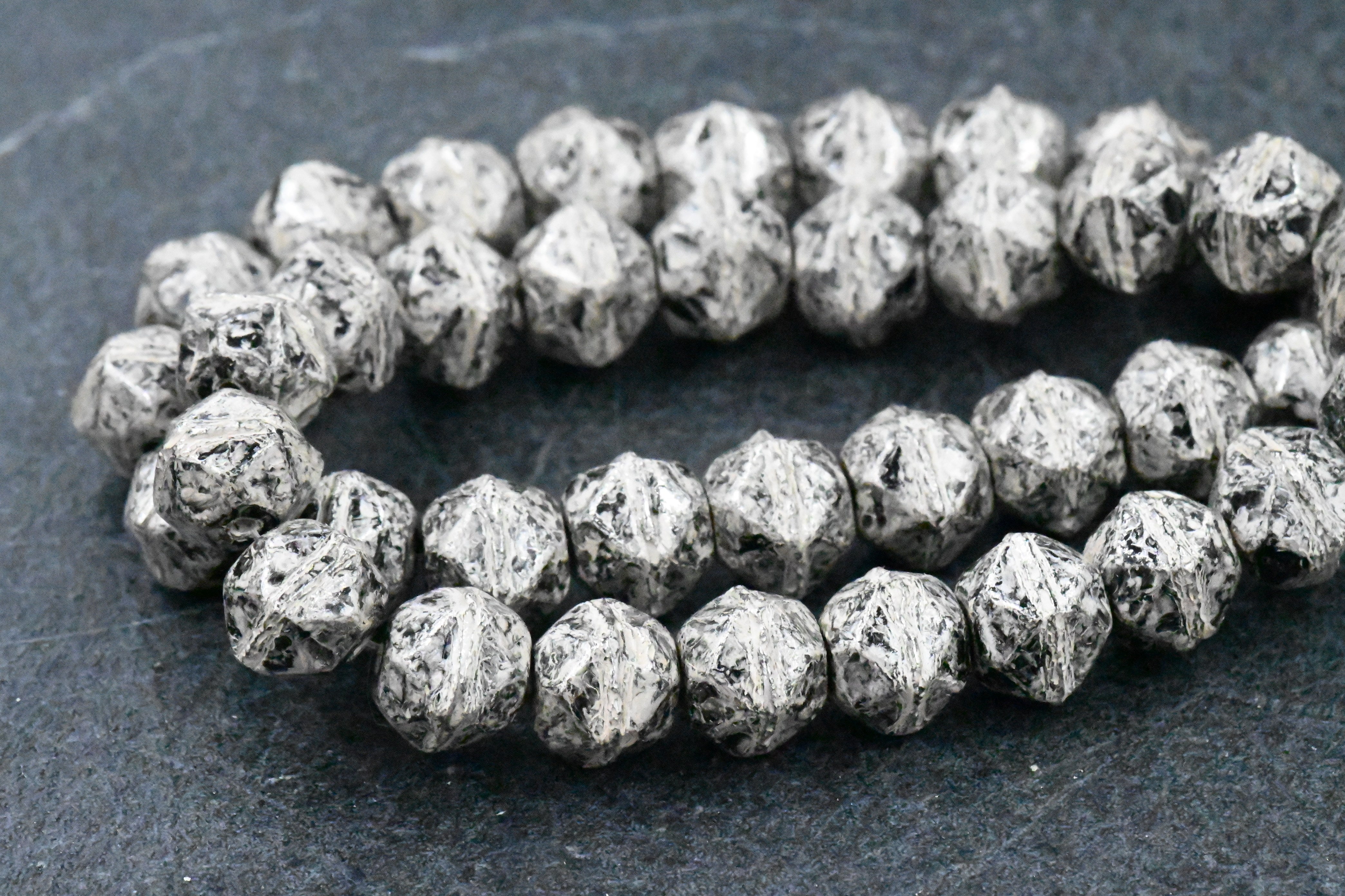 Czech Glass Beads 8mm English Cut Antique Silver 20pc