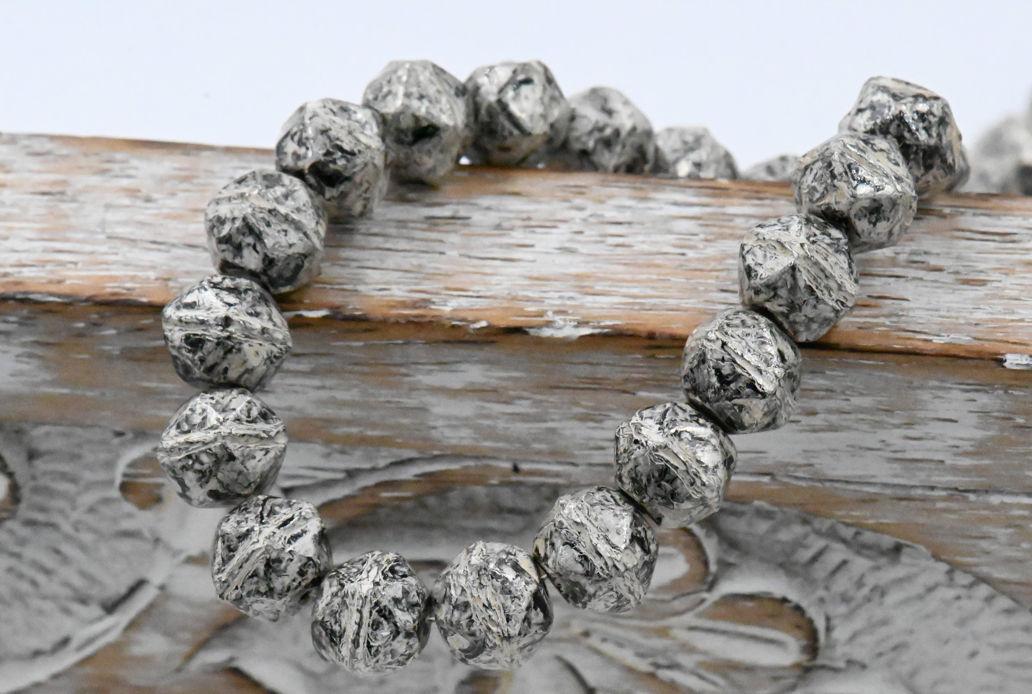 Czech Glass Beads 8mm English Cut Antique Silver 10pc