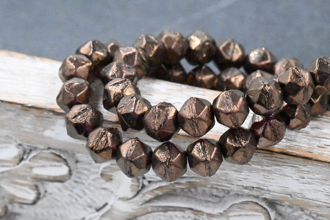 Czech 8mm English Cut Bronze with a Purple Luster, 20pc Hover Image