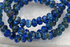 Czech Glass 3x5mm 30 or 60pc Rondelle Sapphire and Teal Blue with Picasso Finish