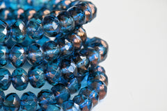 Czech 5x3mm Rondelle Pacific Blue with a Bronze Finish 30pc