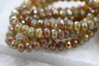 Czech Glass 3x5mm Rondelle Champagne Mix with Picasso Finish 60pc