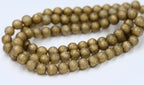 Czech Beads 6mm Round Druk Champagne with a Gold Wash and an Etched Finish, 60pc
