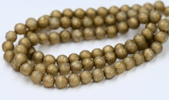 Czech Beads 6mm Round Druk Champagne with a Gold Wash and an Etched Finish, 60pc