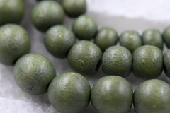 Inverness Green Beads 6mm 8mm 10mm 12mm Boho Green Wood beads -16 inch strand