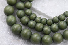 Inverness Green Beads 6mm 8mm 10mm 12mm Boho Green Wood beads -16 inch strand