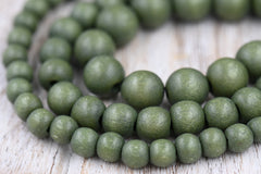 Inverness Green Beads 6mm 8mm 10mm 12mm Boho Green Wood beads -16 inch strand