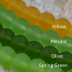 Two Strands Green Sea glass 8mm Yellow Beach Glass Beads