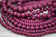 Mulberry Purple Beads 6mm 8mm 10mm Wood beads -16 inch strand