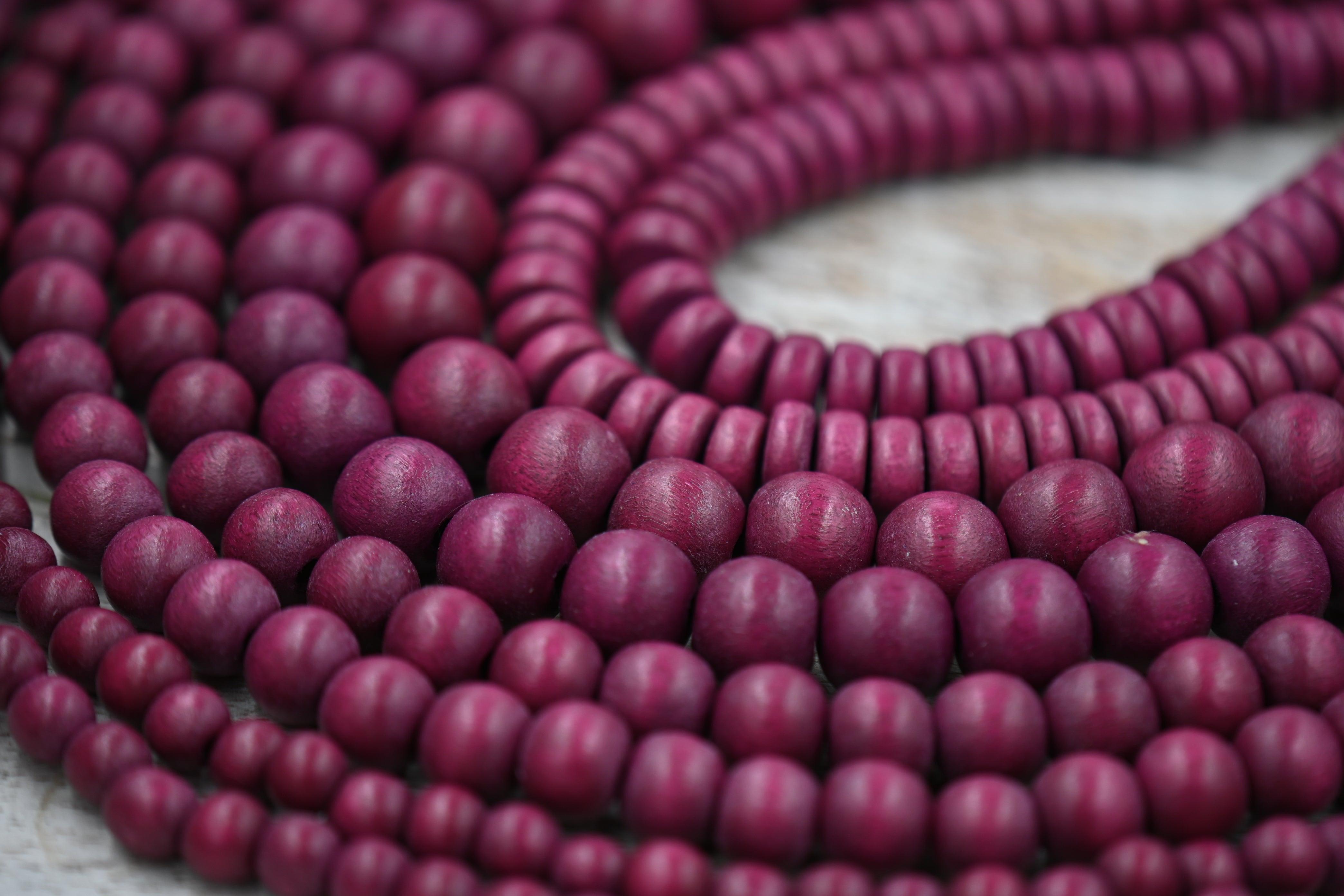 Mulberry Plum Purple Beads Wood Beads -TWO 16 inch strand