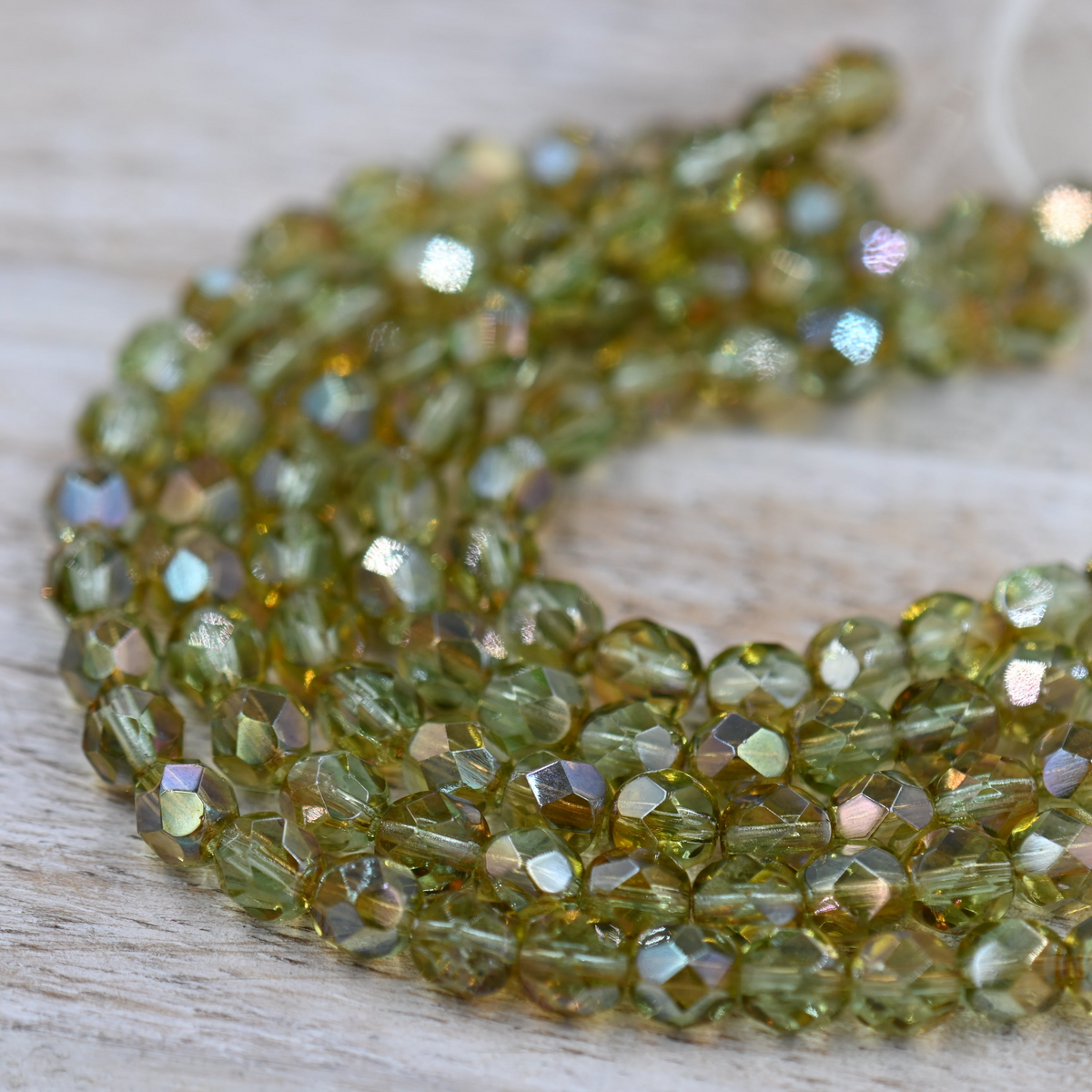 50/pc Chrysolite Celsius Czech 6mm Fire-polished Faceted Round Beads