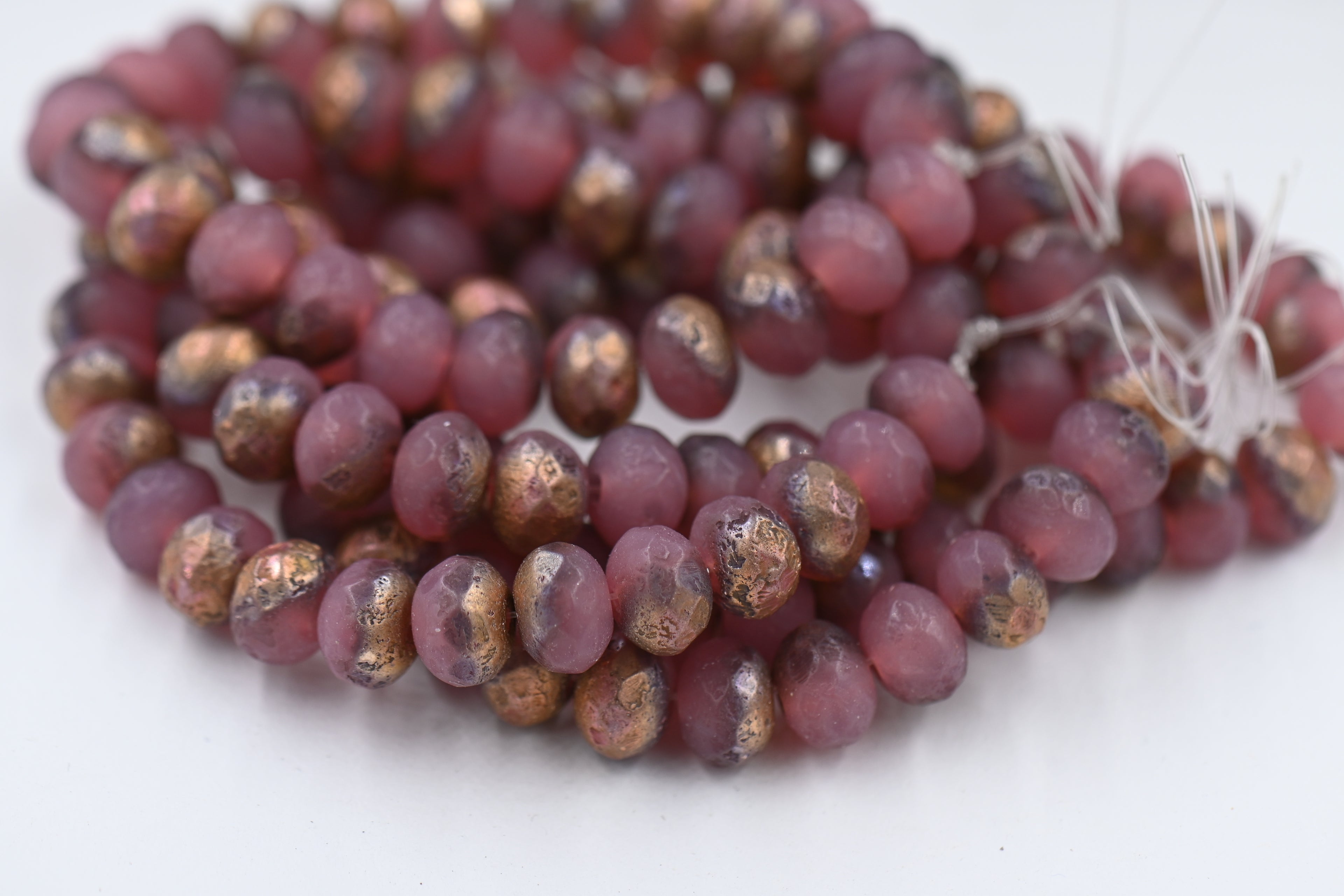 7x5mm Rondelle Mauve with Copper and Etched Finishes