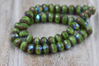 5x7mm Rondelle Pear Green with Metallic Picasso and AB Finishes 25pc