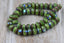 5x7mm Rondelle Pear Green with Metallic Picasso and AB Finishes 25pc