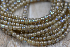 4mm Round Druk Yellow Ivory with an AB and Mercury Finish, 50pc