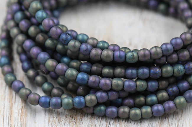 4mm Round Druk Metallic Purple Pansy Mix, 50pc Main Image