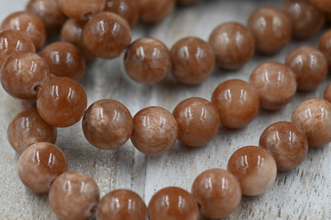 10mm Camel Milky Brown Jade Beads Opaque Smooth - 16 inch strand Main Image