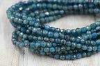 4mm Faceted Round Beads 100pc Czech Glass Pacific Blue with Luster Finish, 100 pc