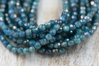 4mm Faceted Round Beads 100pc Czech Glass Pacific Blue with Luster Finish, 100 pc