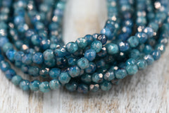 4mm Faceted Round Firepolished Czech Bead Pacific Blue with Luster Finish, 50pc