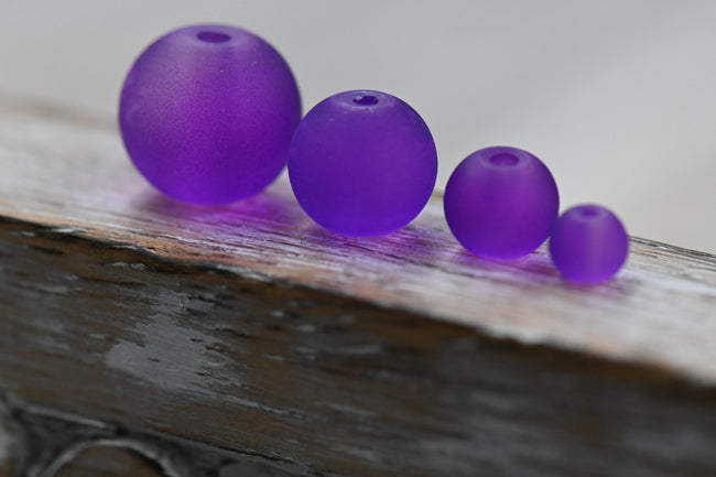 Purple 4mm 6mm 8mm 10mm Frosted Matte Glass Round Druk Beads Main Image