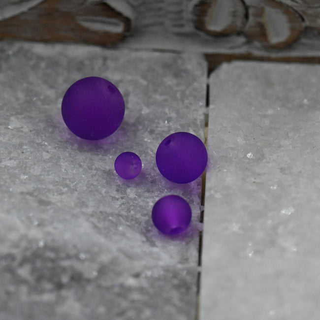 Purple Grape 4mm 6mm 8mm 10mm Frosted Matte Glass Round Druk Beads Main Image