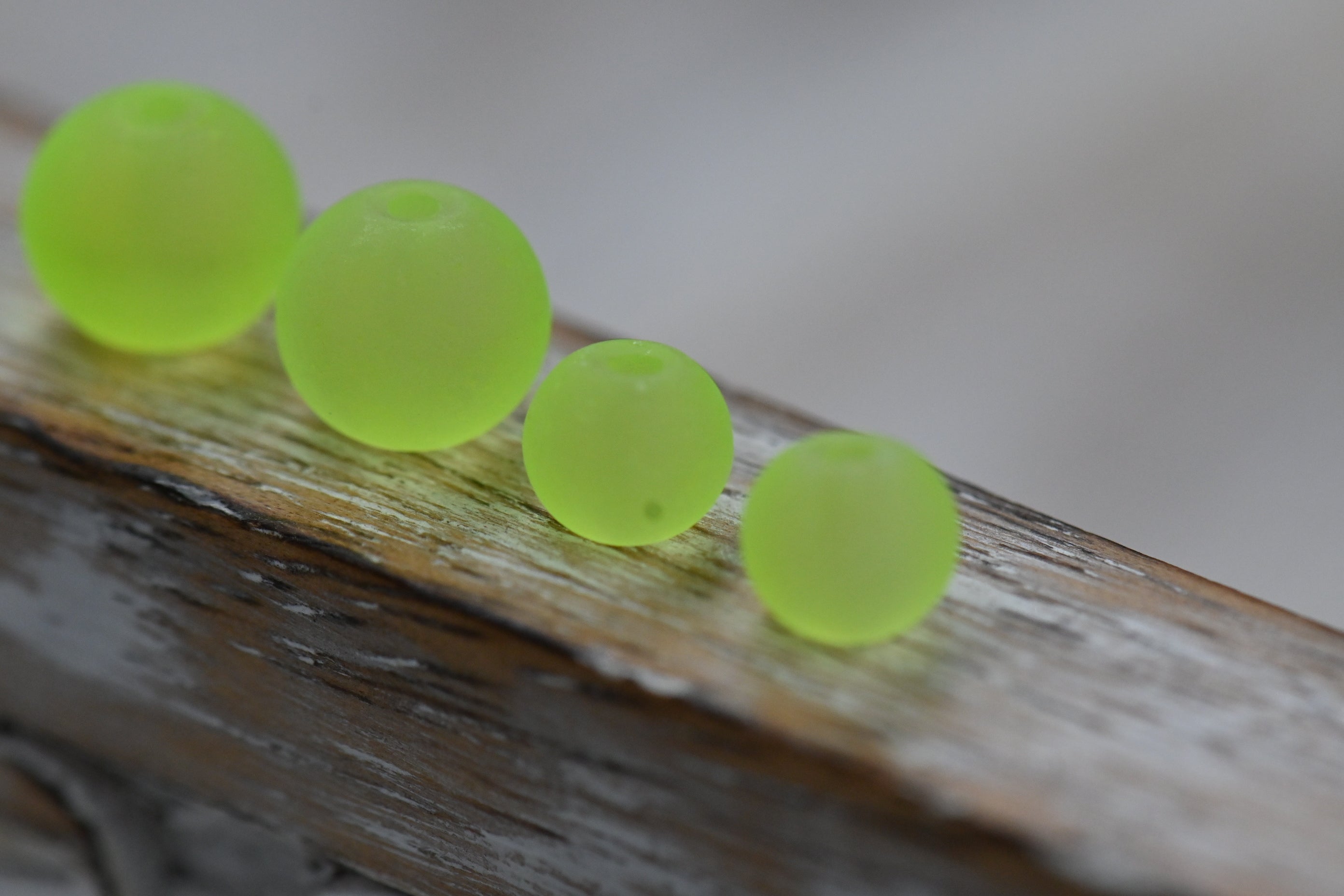 100pc Frosted Glass 6mm 8mm Chartreuse Yellow Green,