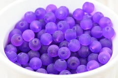 Purple Grape 4mm 6mm 8mm 10mm Frosted Matte Glass Round Druk Beads