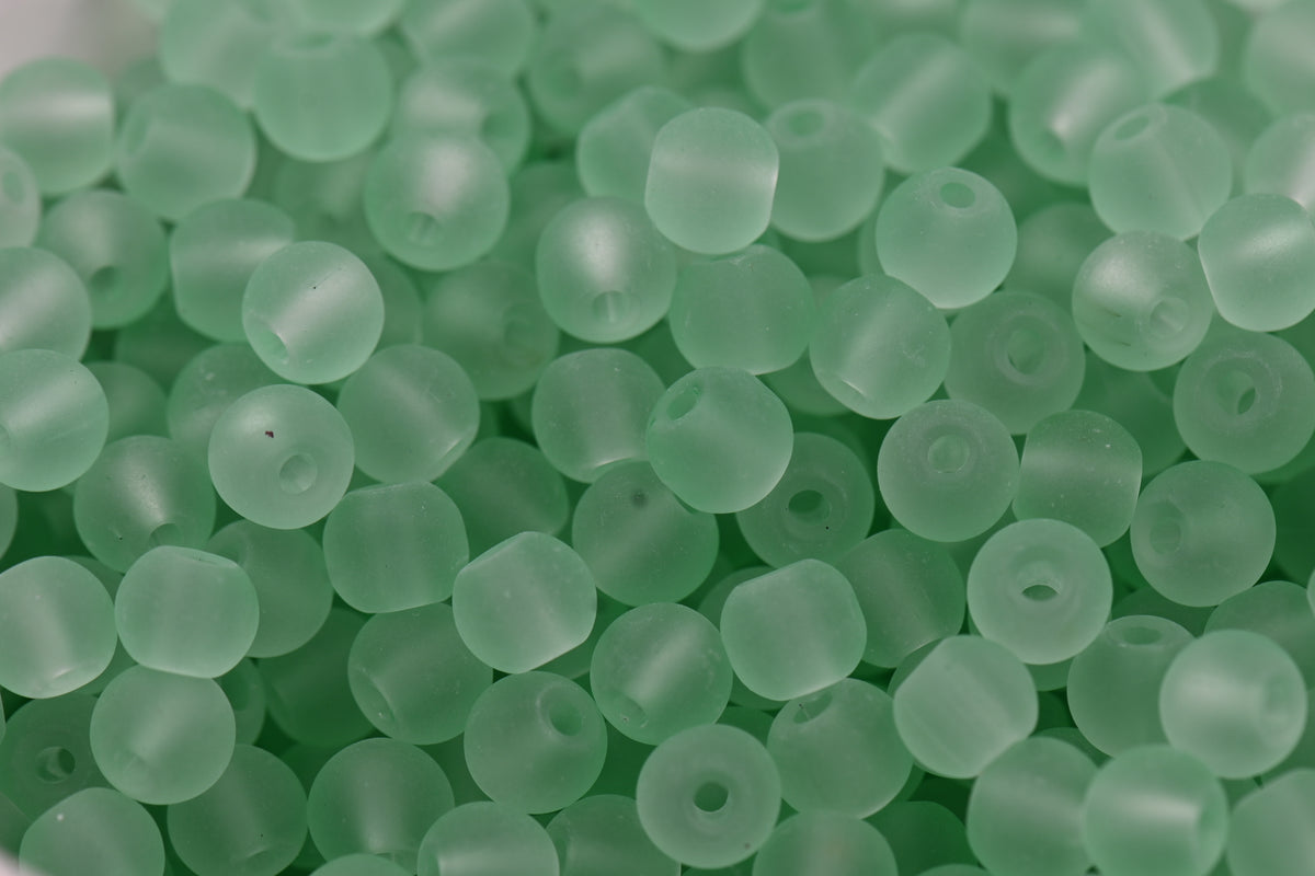 6mm Meadow Green 200pc Frosted Glass Round Druk Beads