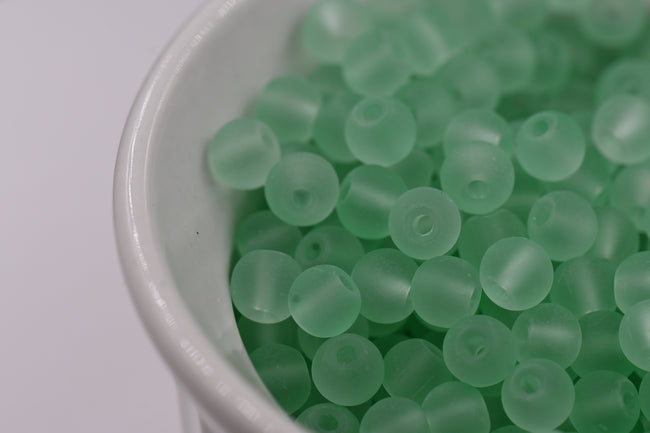 6mm Meadow Green 200pc Frosted Glass Round Druk Beads Hover Image