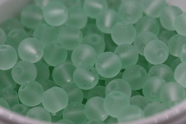 6mm Meadow Green 200pc Frosted Glass Round Druk Beads Main Image