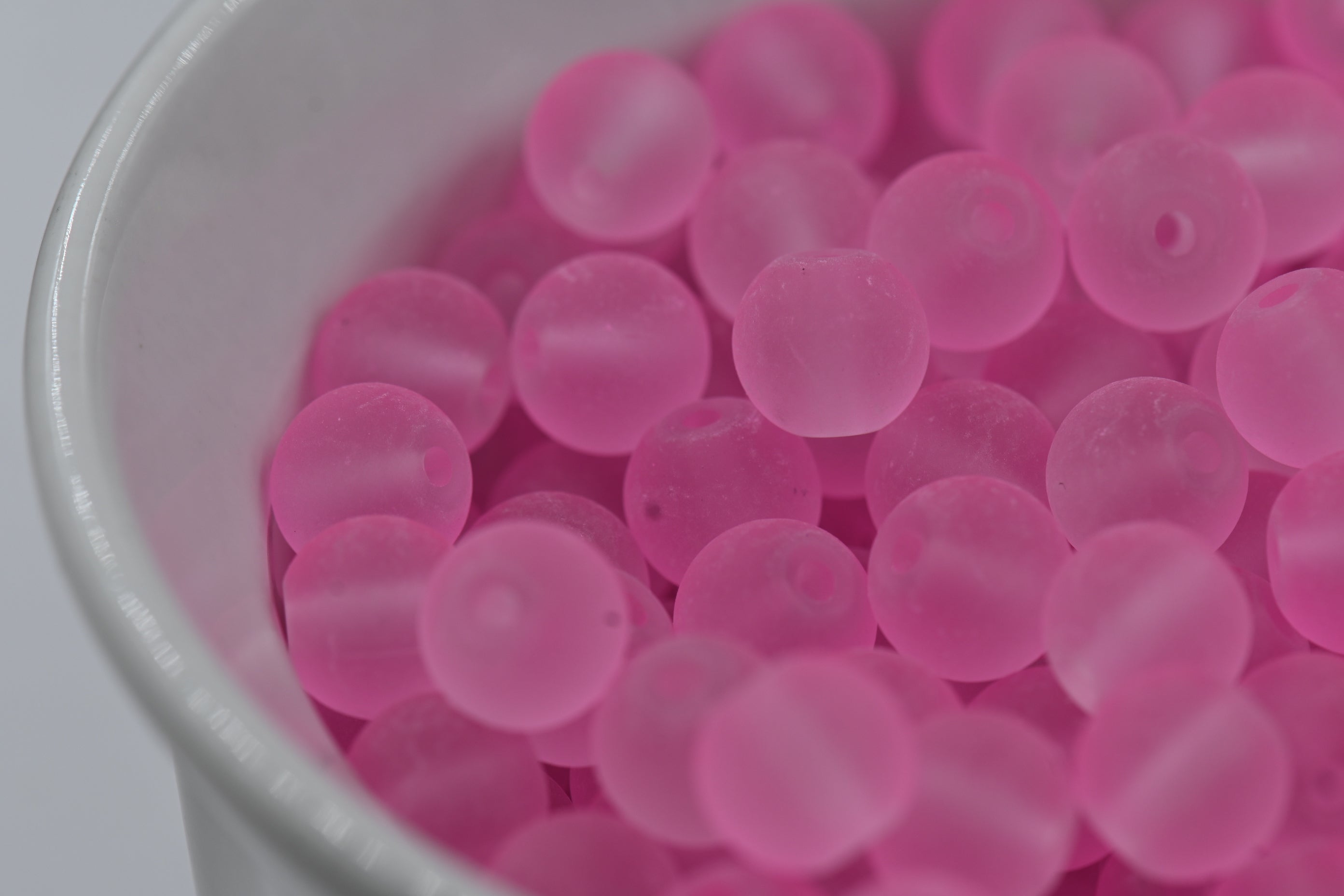 Pink 6mm 8mm 10mm Frosted Matte Glass Round Druk Beads