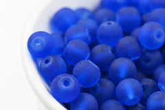 6mm 8mm 10mm Galaxy Blue Frosted Matte Glass Round Druk Beads