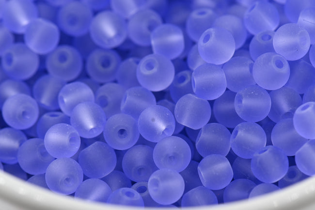 Persian Violet Purple 200pc Frosted Matte Glass Round Druk 6mm 8mm Beads Main Image