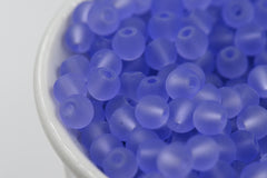 Persian Violet Purple Frosted Matte Glass Round Druk 6mm 8mm Beads-100pc