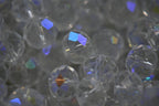 Electroplate Glass Beads Strands, Half Rainbow Plated, Faceted, Rondelle, Clear, 10x8mm