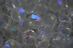 Electroplate Glass Beads Strands, Half Rainbow Plated, 60pc Faceted, Rondelle, Clear, 10x8mm