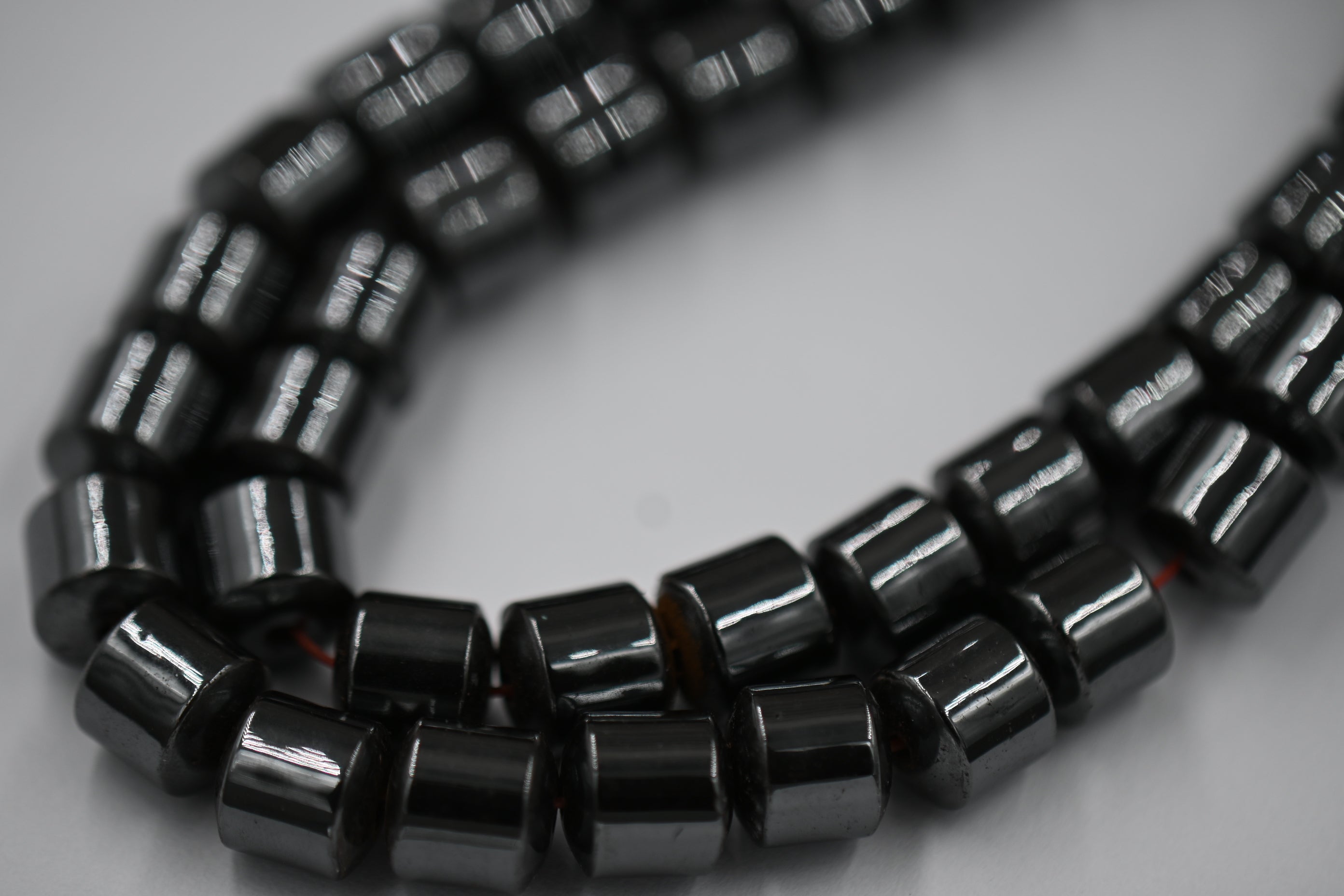 Magnetic Synthetic Hematite Beads Strands, 8mm Drum, Black