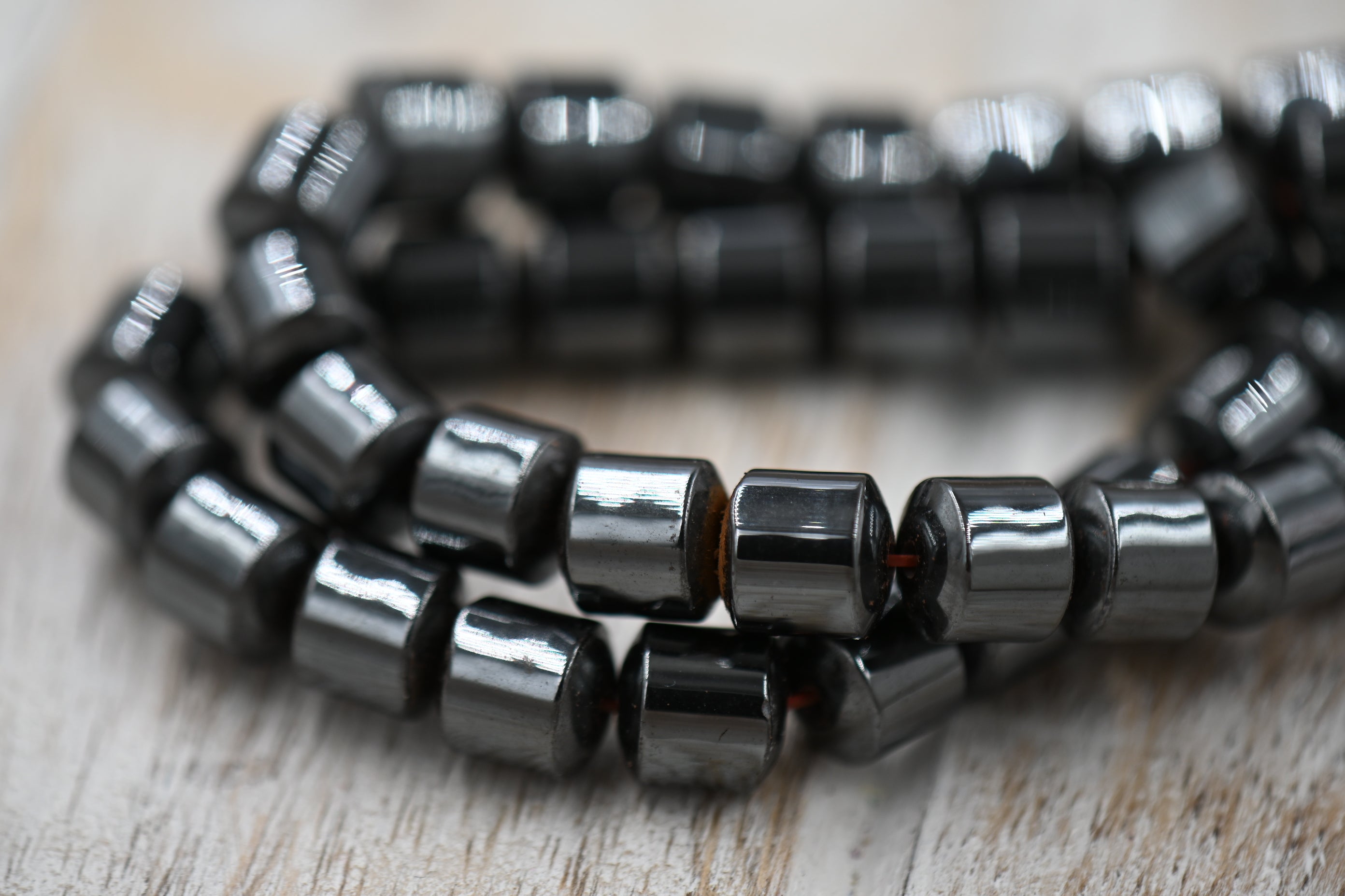 Magnetic Synthetic Hematite Beads Strands, 8mm Drum, Black