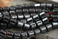 Magnetic Synthetic Hematite Beads Strands, 8mm Drum, Black