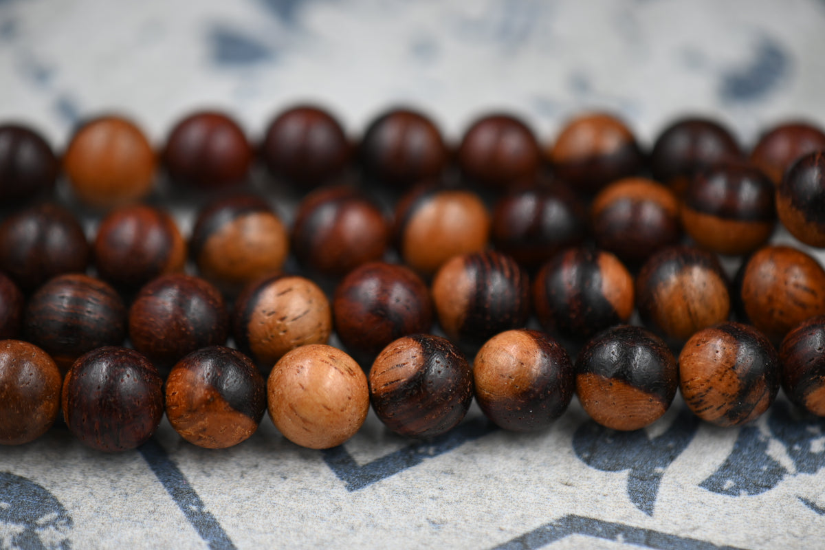 Natural Wood Beads Strands, Round, Saddle Brown, 8mm