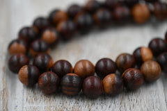 TWO STRANDS, Natural Wood Beads Strands, Round, Saddle Brown, 8mm