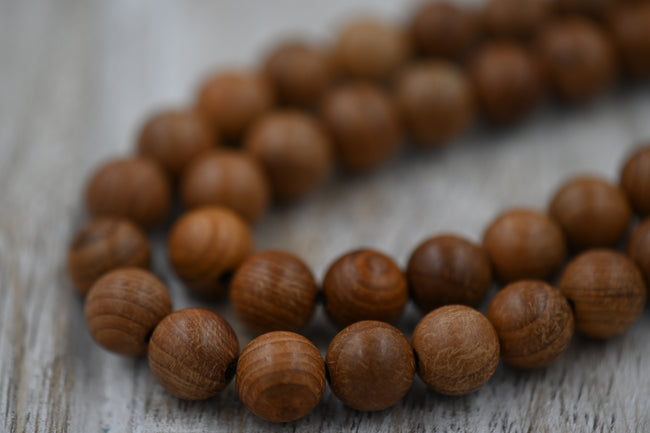 TWO STRANDS Natural 6mm 8mm 10mm Sandy Burl Wood Beads Hover Image