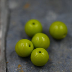 100pc Czech 6mm Round Opaque Peridot Green