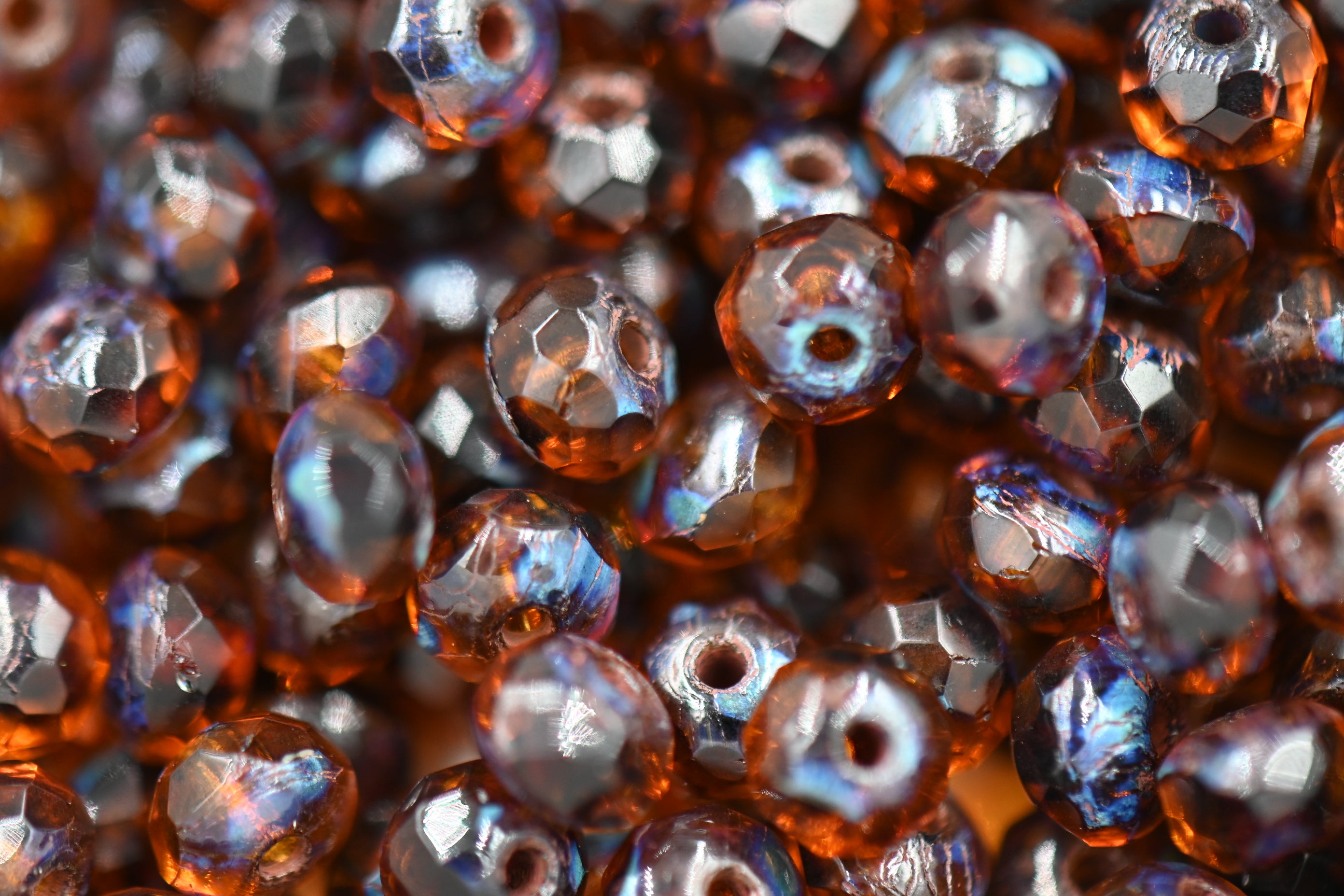 3x5mm Czech Rondelle Topaz Picasso Beads 60pc