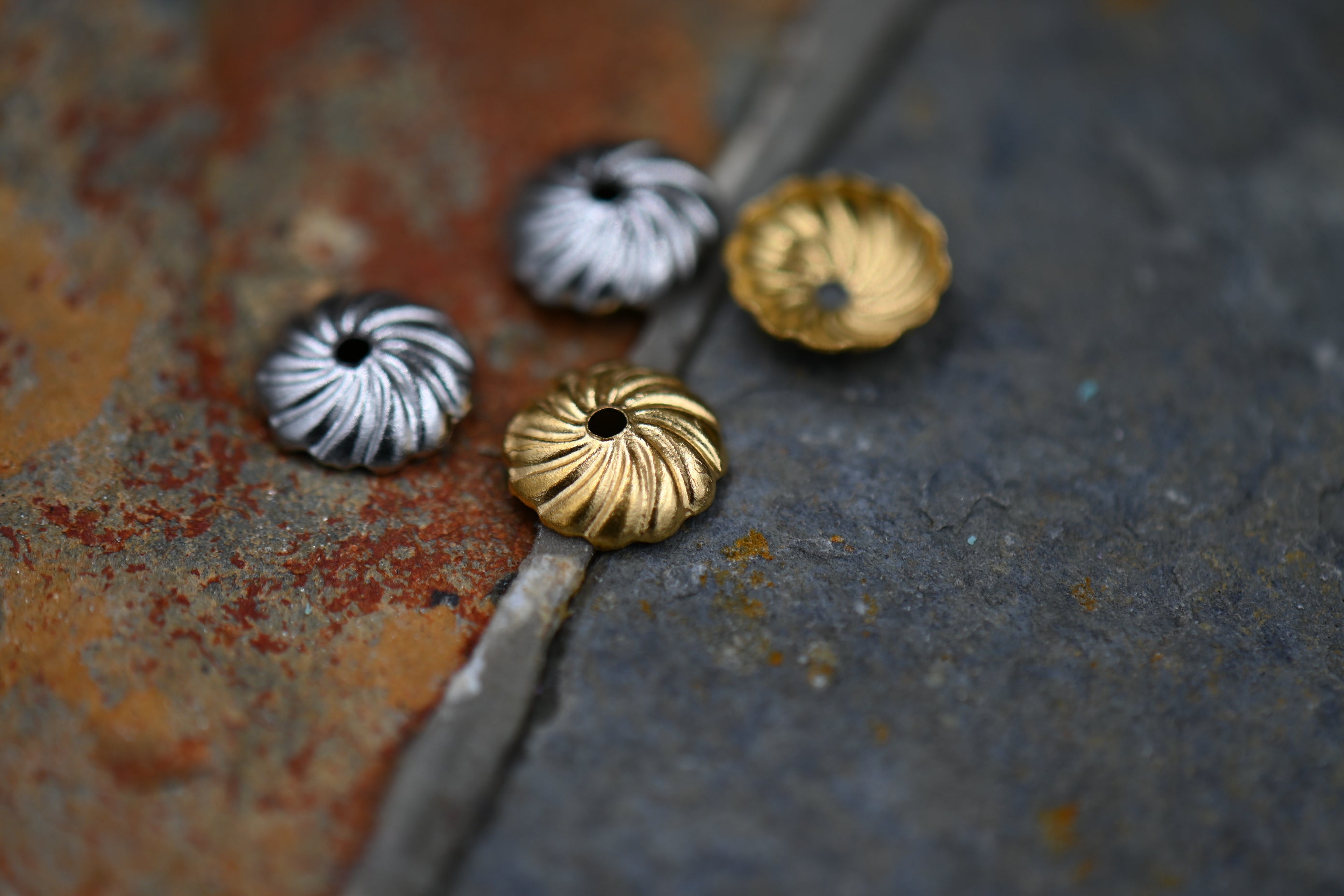 304 Stainless Steel Bead Caps, Gold or Silver, 20pc