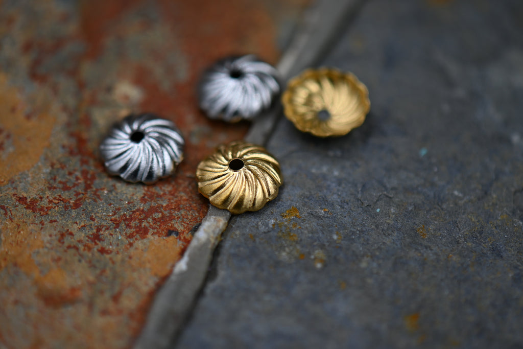 304 Stainless Steel Bead Caps, Gold or Silver, 10pc