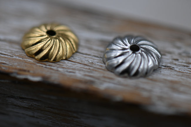 304 Stainless Steel Bead Caps, Gold or Silver, 10pc Main Image
