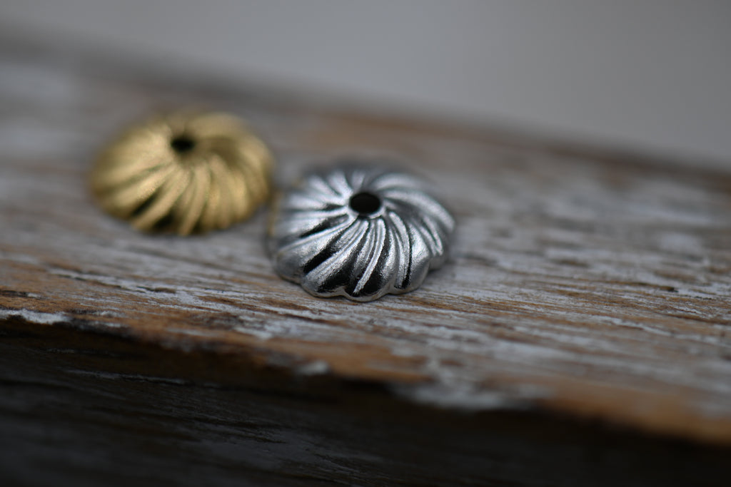 304 Stainless Steel Bead Caps, Gold or Silver, 10pc